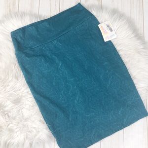 LuLaRoe Cassie Imprinted Print Teal‎ Skirt
